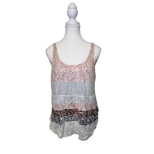 Express Lace Sequin Tank Top White Rose Gold Sheer Party Camisole Size M
